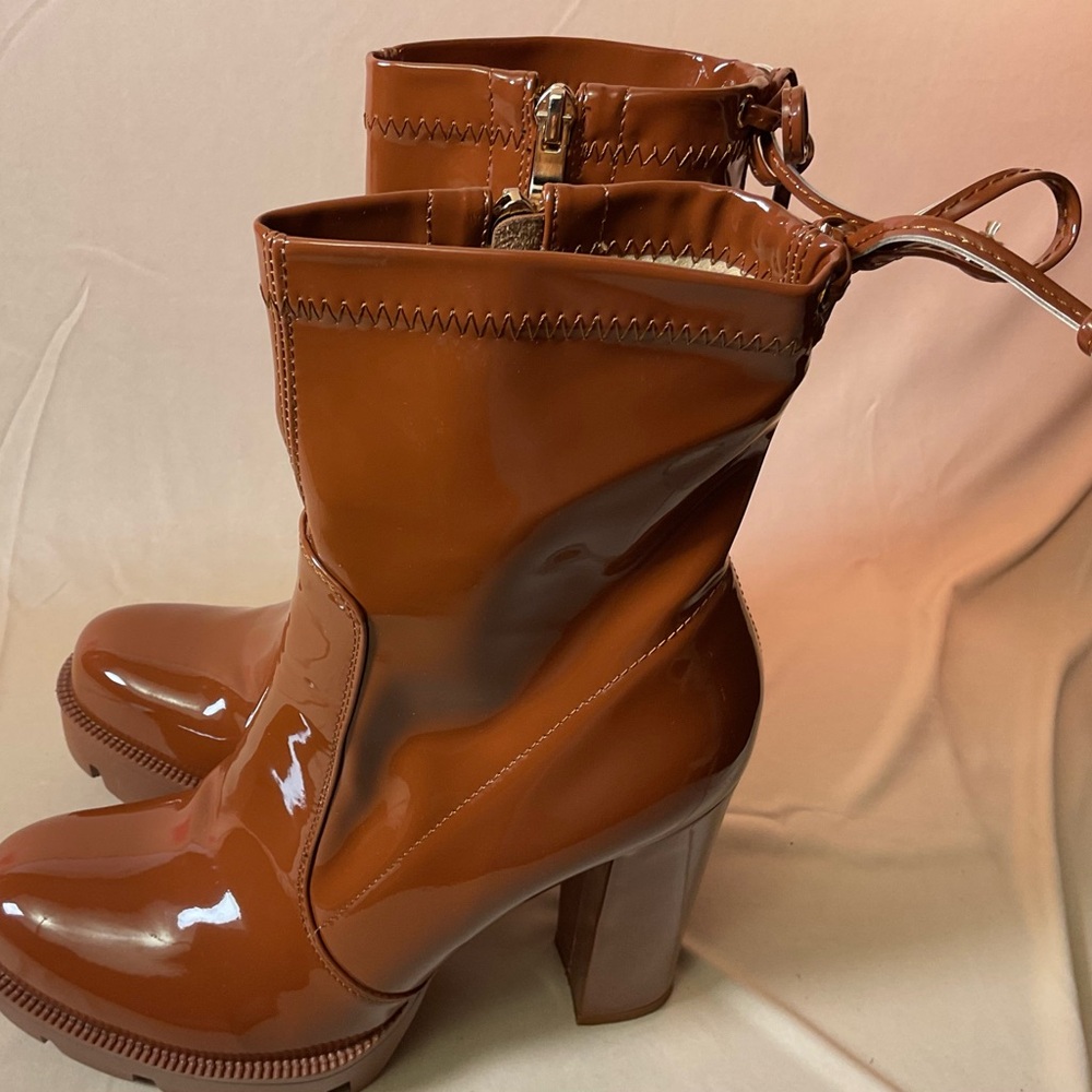 Brown Patent Leather Women's Boots